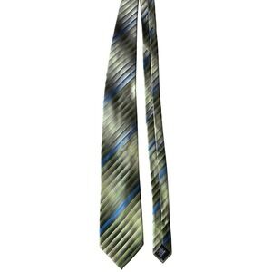 Van Heisen 100% Silk  57" Neck Tie 3.5" Wide Green Blue‎
